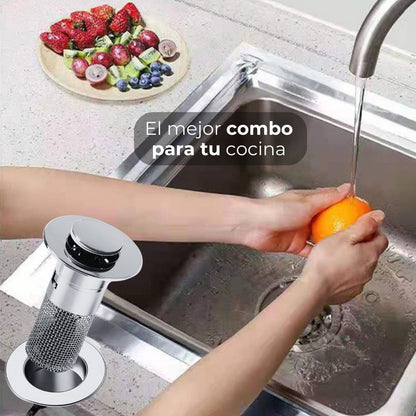 Combo tapón desagüe universal + cinta adhesiva de papel aluminio