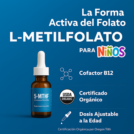 Suplemento con 5-MTHF (L-metilfolato), la forma activa de la vitamina B9,