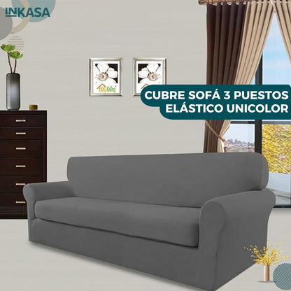 Cubre Sofá 3 puestos elástico unicolor