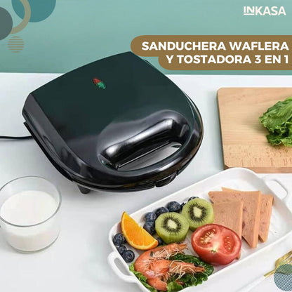 Sanduchera waflera y tostadora 3 En 1