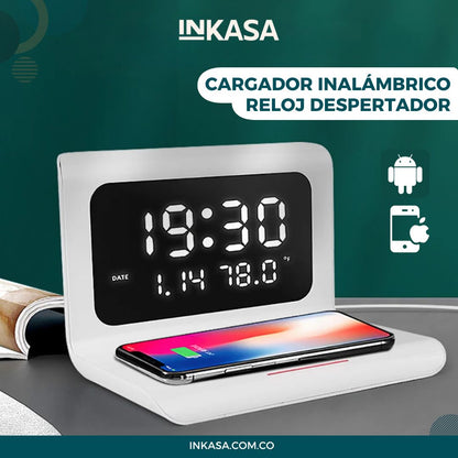 Cargador inalámbrico reloj despertador