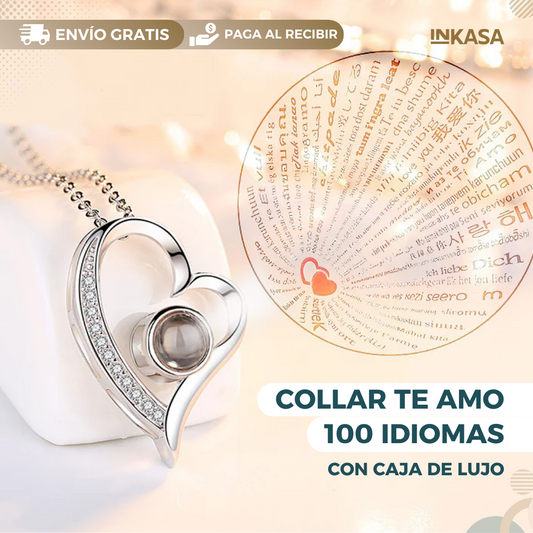 Collar Te Amo 100 Idiomas Con Caja de Lujo