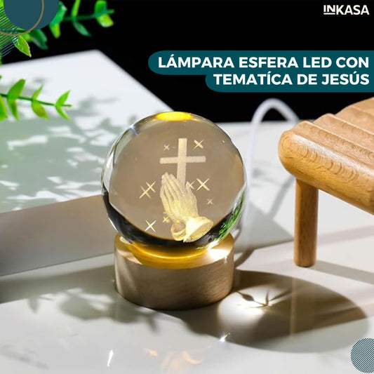 Lámpara esfera LED con temática de Jesús