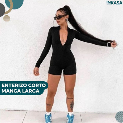 Enterizo corto manga larga