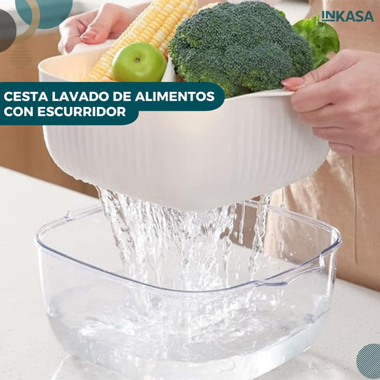 Cesta lavado de alimentos con escurridor