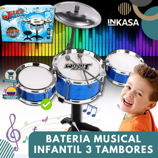 Bateria Musical Infantil 3 Tambores