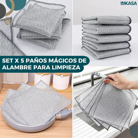 Set x 5 paños mágicos de alambre para limpieza
