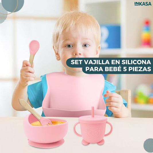 Set vajilla en silicona para bebé 5 piezas