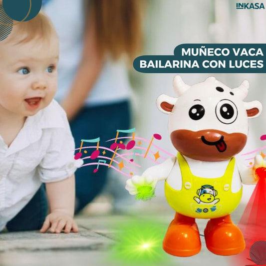 Muñeco vaca bailarina con luces