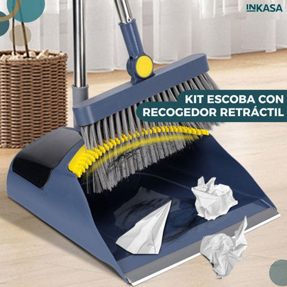 Kit escoba con recogedor retráctil