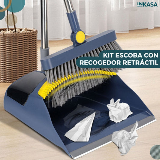 Kit escoba con recogedor retráctil