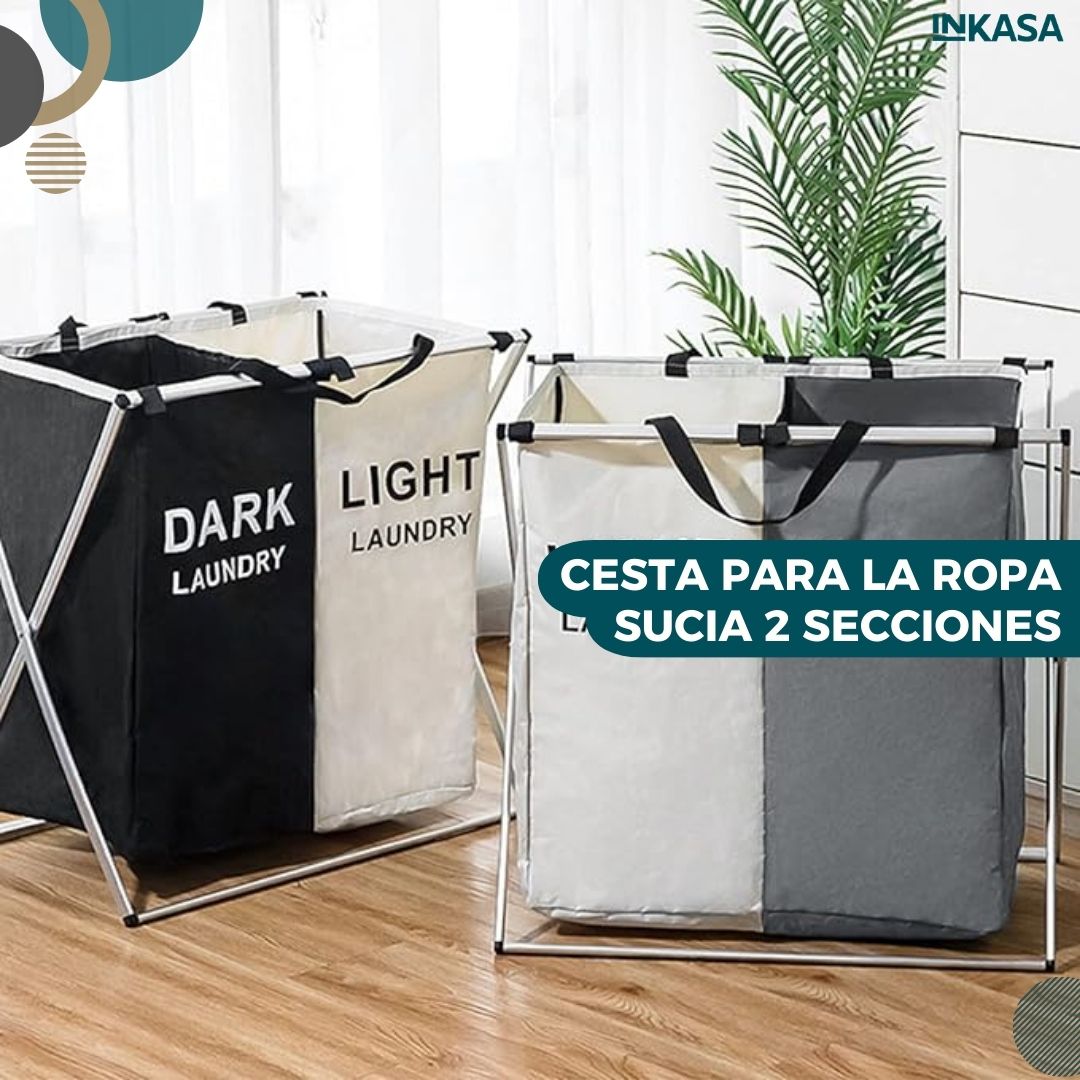 Cesta para la ropa sucia 2 secciones