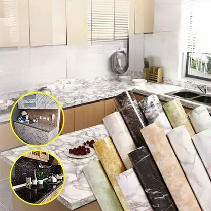 PAPEL STICKER DE MARMOL: protege y modifica el aspecto de tu cocina en una PREMIUM😎🏡