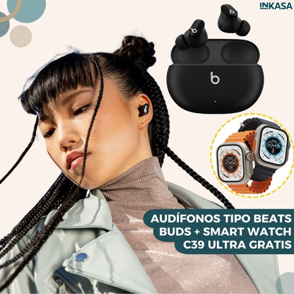 Audífonos tipo Beats buds + Smart watch c39 ultra gratis
