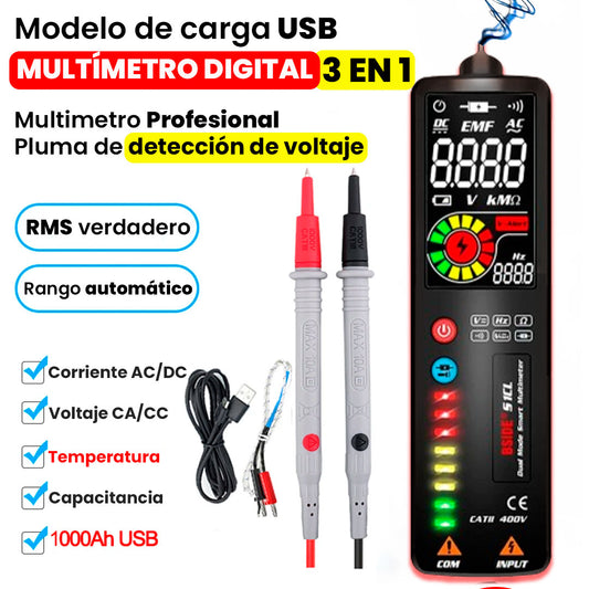🧰〰️Multimetro B-SIDE: Puede medir voltaje de CC, voltaje de CA, frecuencia, resistencia, continuidad