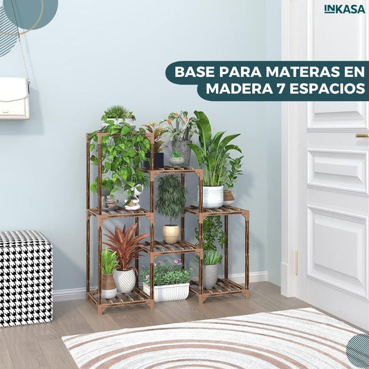 Base para materas en madera 7 espacios