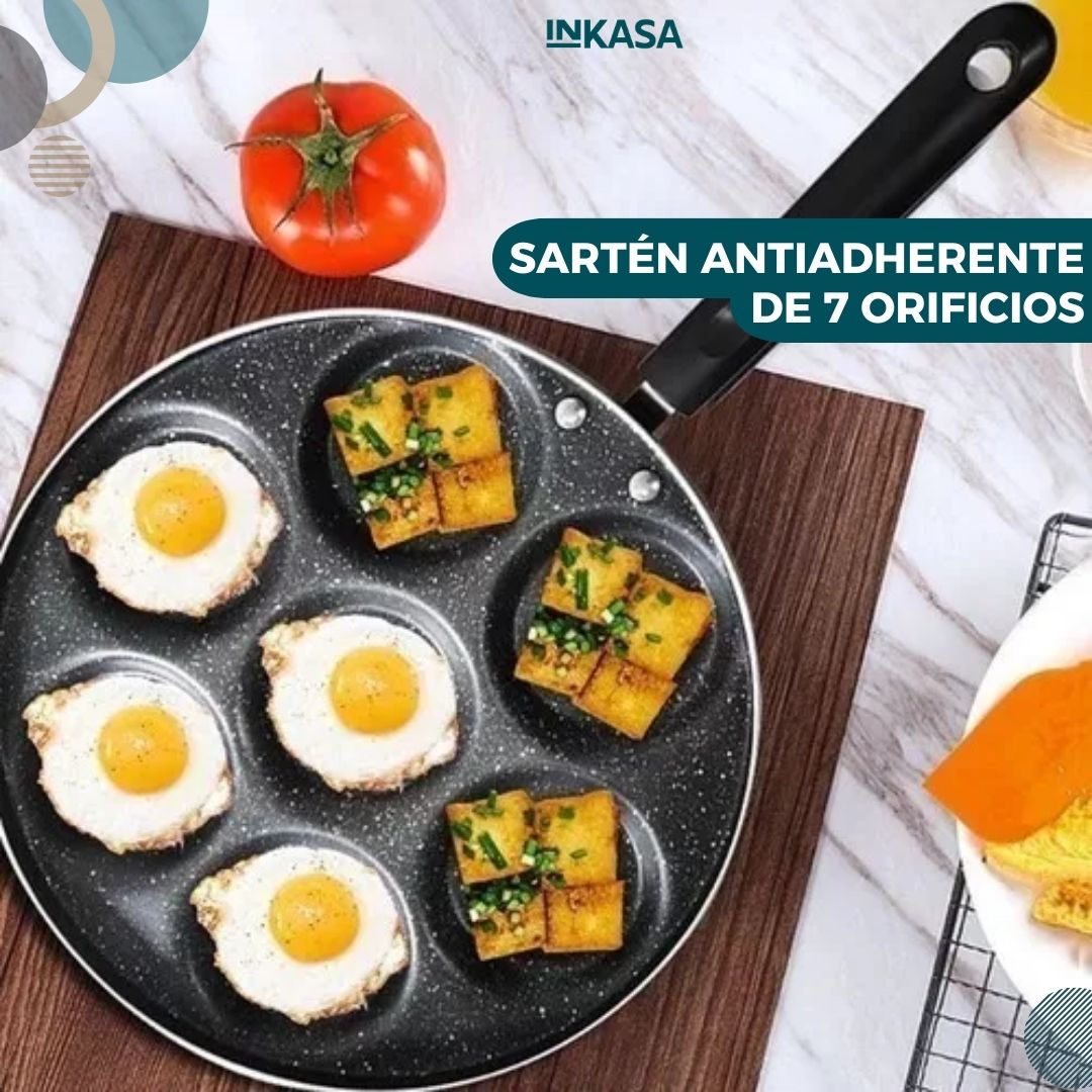 Sartén antiadherente de 7 orificios