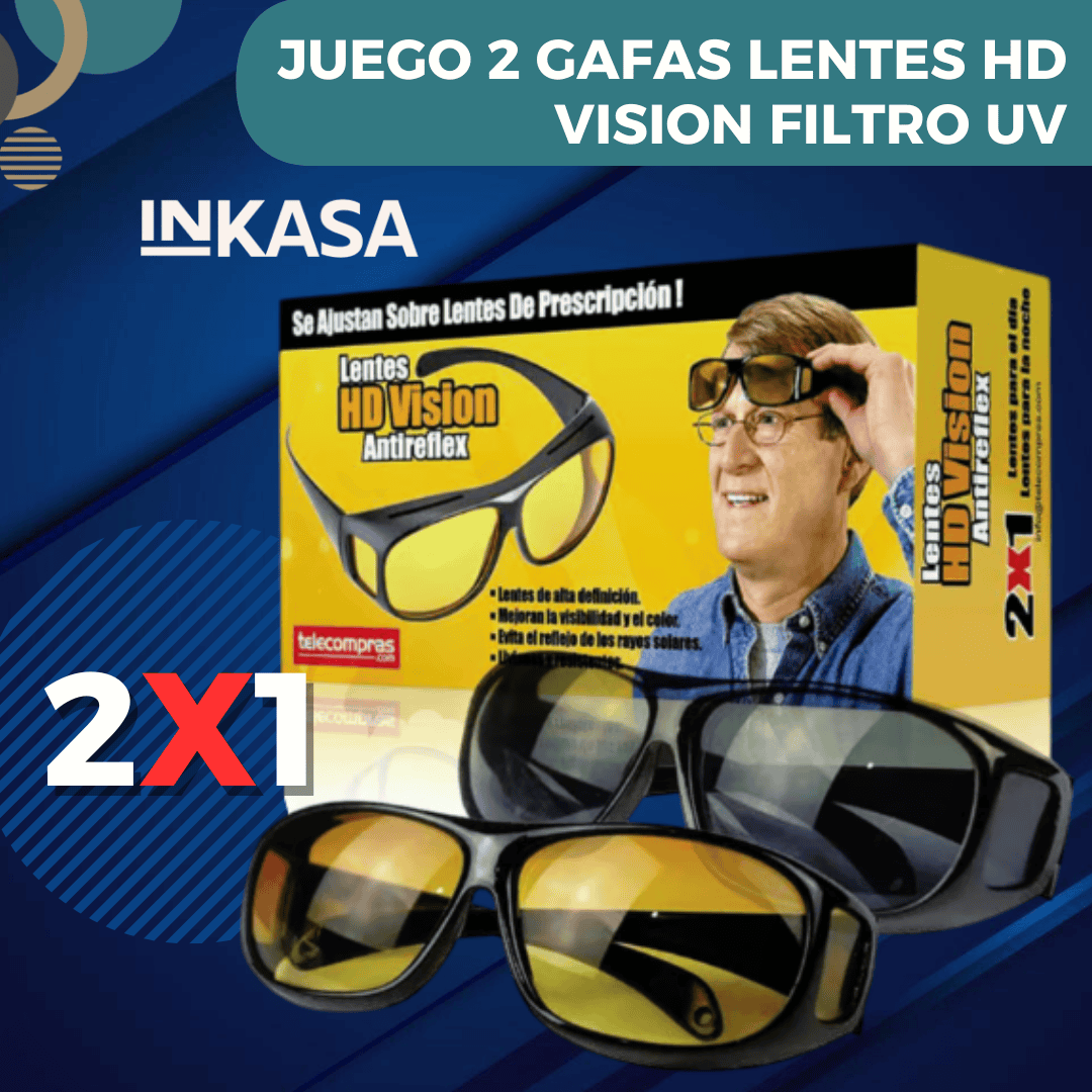 Juego 2 Gafas Lentes Hd Vision Filtro Uv