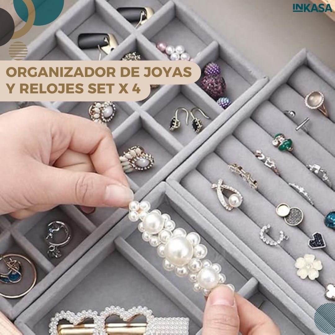 Organizador de joyas y relojes set x 4
