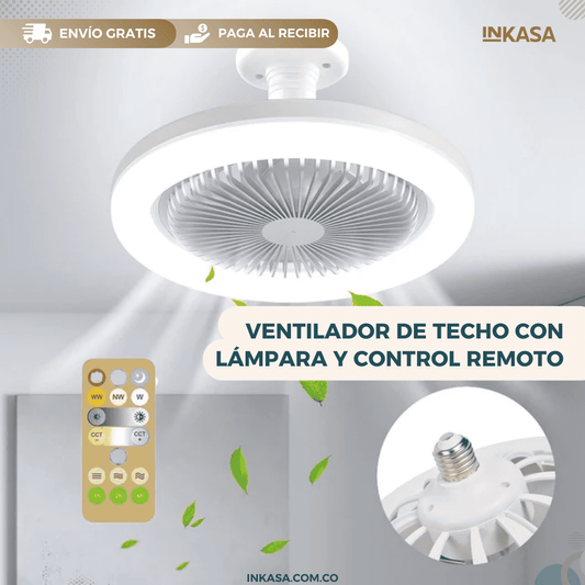 Ventilador de techo con lámpara y control remoto
