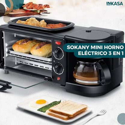 Sokany mini horno eléctrico 3 en 1