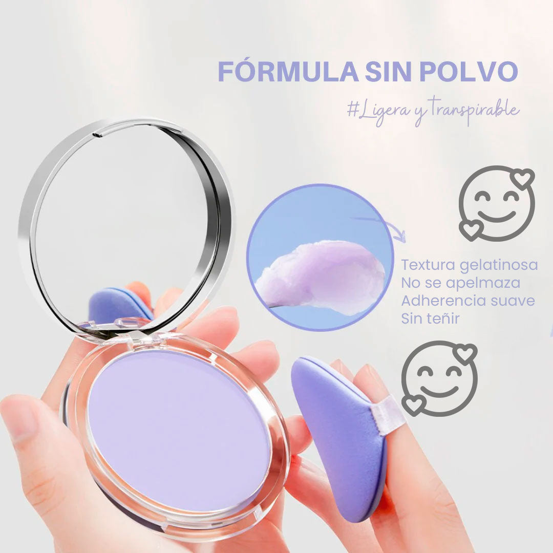 🟣 Polvo Anti Grasa y Brillo Morado – Fijación Mate Todo el Día, Resistente al Agua y al Sudor