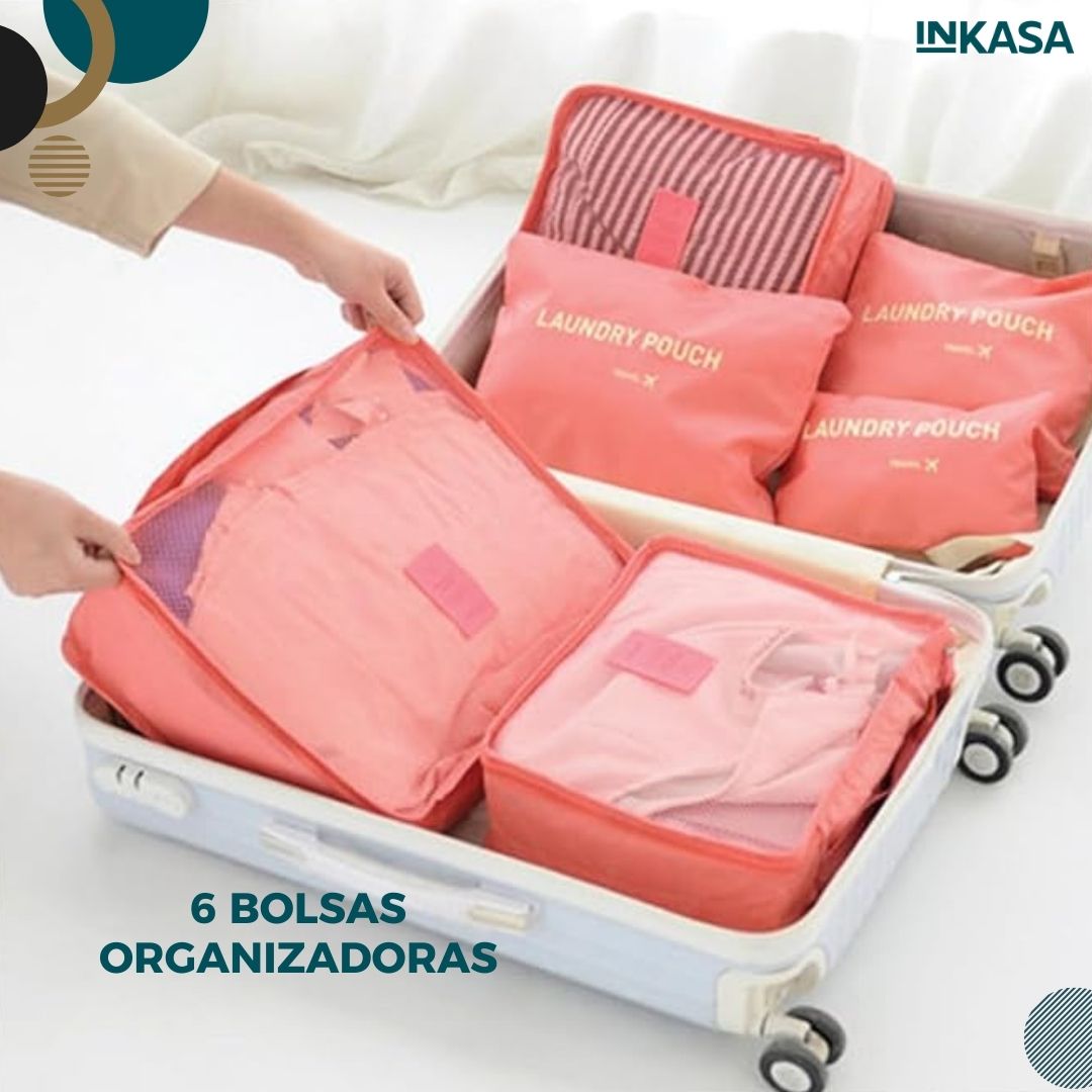 Bolsas organizadoras de viaje set x 2 c/u con 6 bolsas