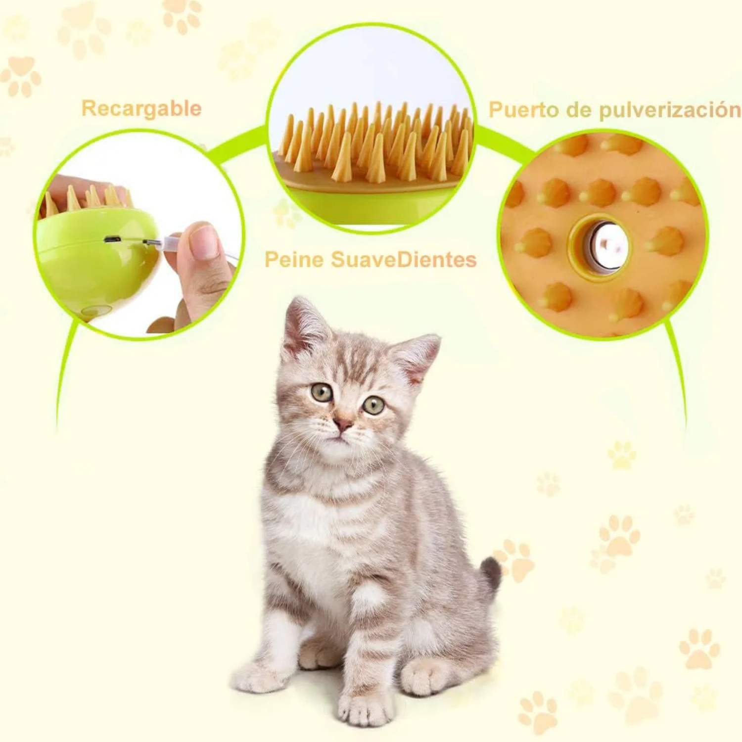 Cepillo Vapor Eliminador De Pelo Muerto Para Mascotas