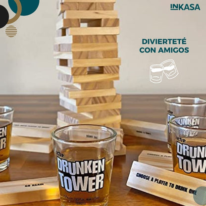 Juego Jenga shots + 4 copas