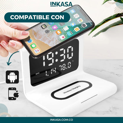 Cargador inalámbrico reloj despertador