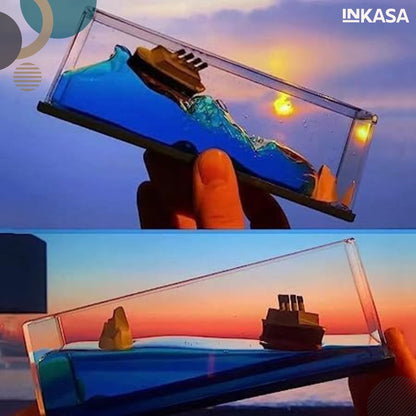 Barco Titanic y iceberg en fluido