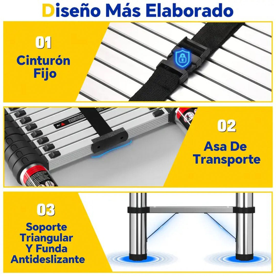 🪜EscaPro 3.2M – Escalera Telescópica Profesional de Aluminio Plegable🔥