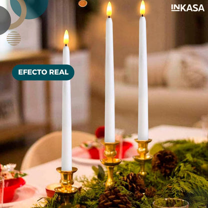 Vela larga led efecto real 4 unds
