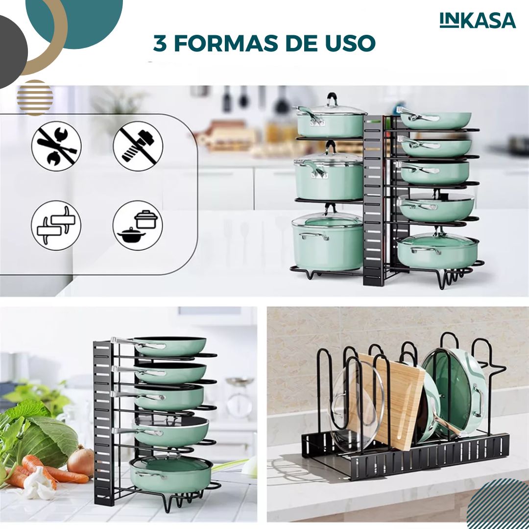 Organizador de ollas 8 niveles ajustable