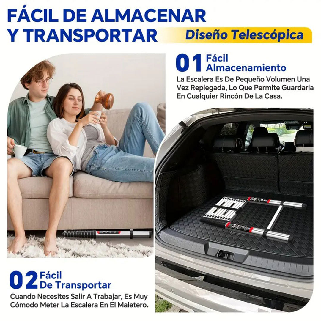 🪜EscaPro 3.2M – Escalera Telescópica Profesional de Aluminio Plegable🔥