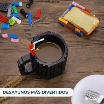 Taza Mug Lego + Piezas Lego pequeñas