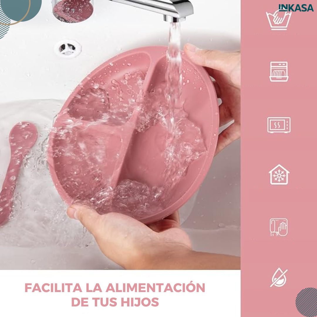 Set vajilla en silicona para bebé 5 piezas
