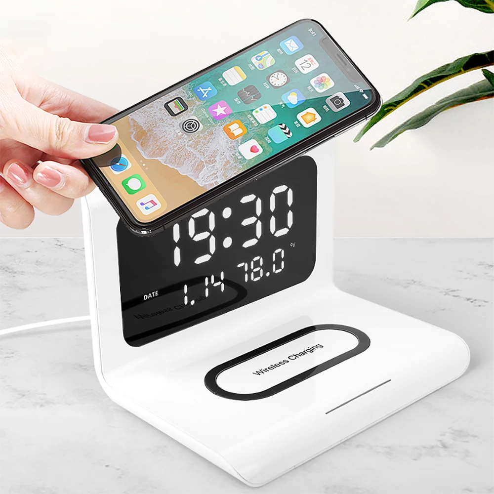 Cargador inalámbrico reloj despertador