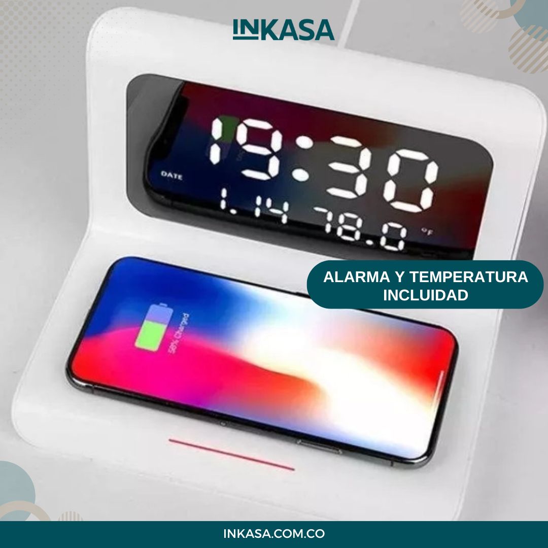 Cargador inalámbrico reloj despertador