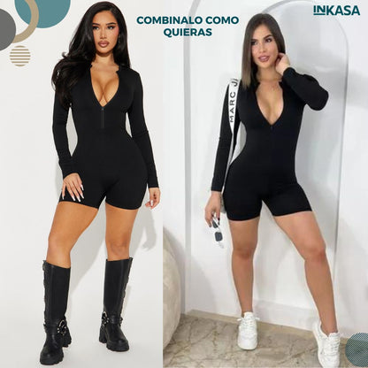 Enterizo corto manga larga