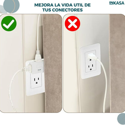 Adaptador de toma corriente giratorio x 3 unds