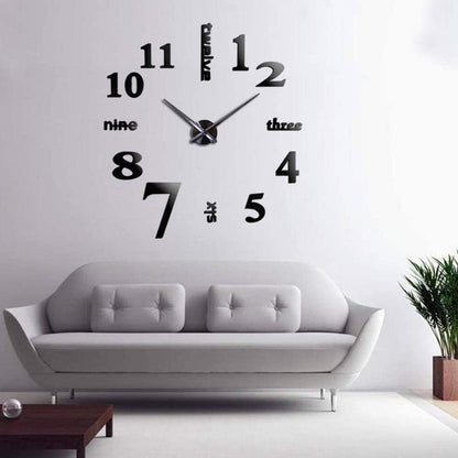 Reloj de pared 3D negro
