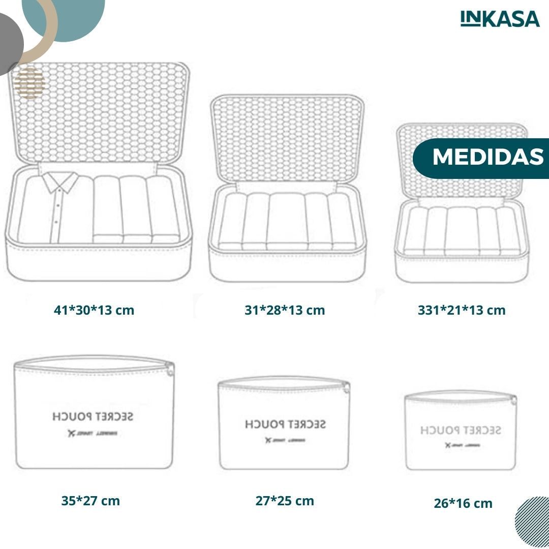 Bolsas organizadoras de viaje set x 2 c/u con 6 bolsas