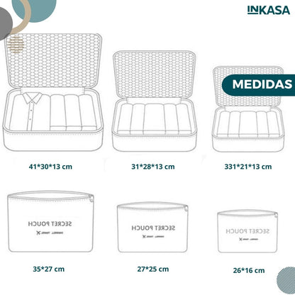 Bolsas organizadoras de viaje set x 2 c/u con 6 bolsas
