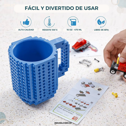 Taza Mug Lego + Piezas Lego pequeñas