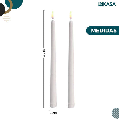 Vela larga led efecto real 4 unds