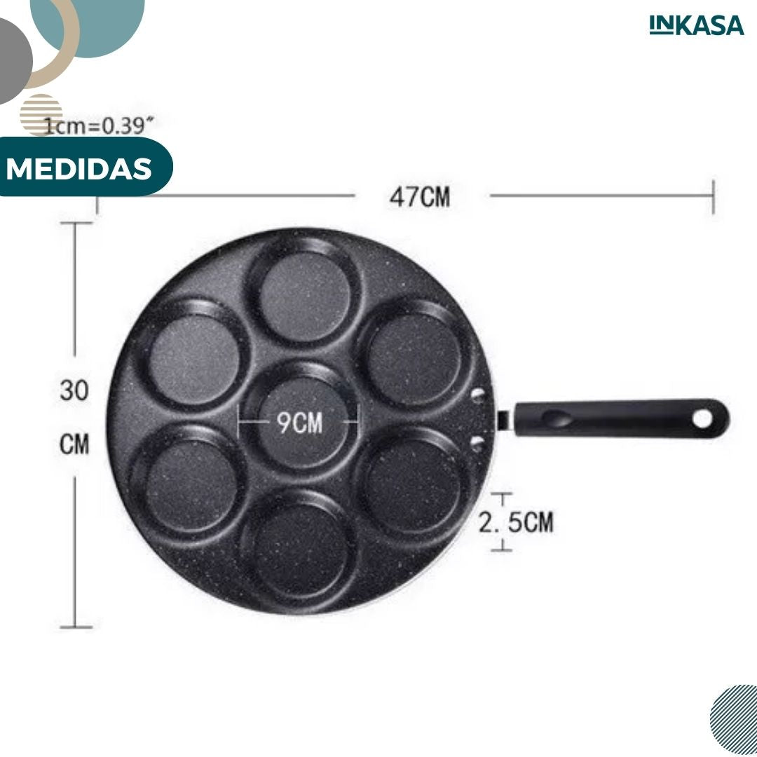 Sartén antiadherente de 7 orificios