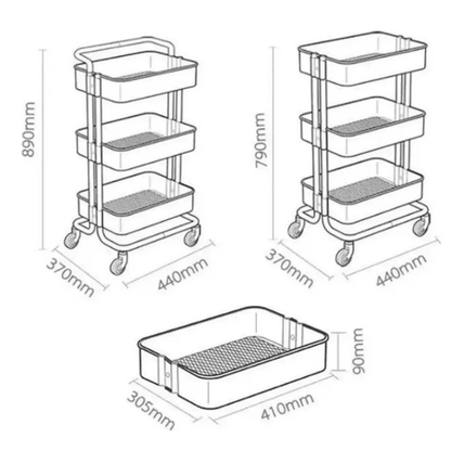 Carro Organizador De Cocina Multiusos Mueble Hogar 3 niveles