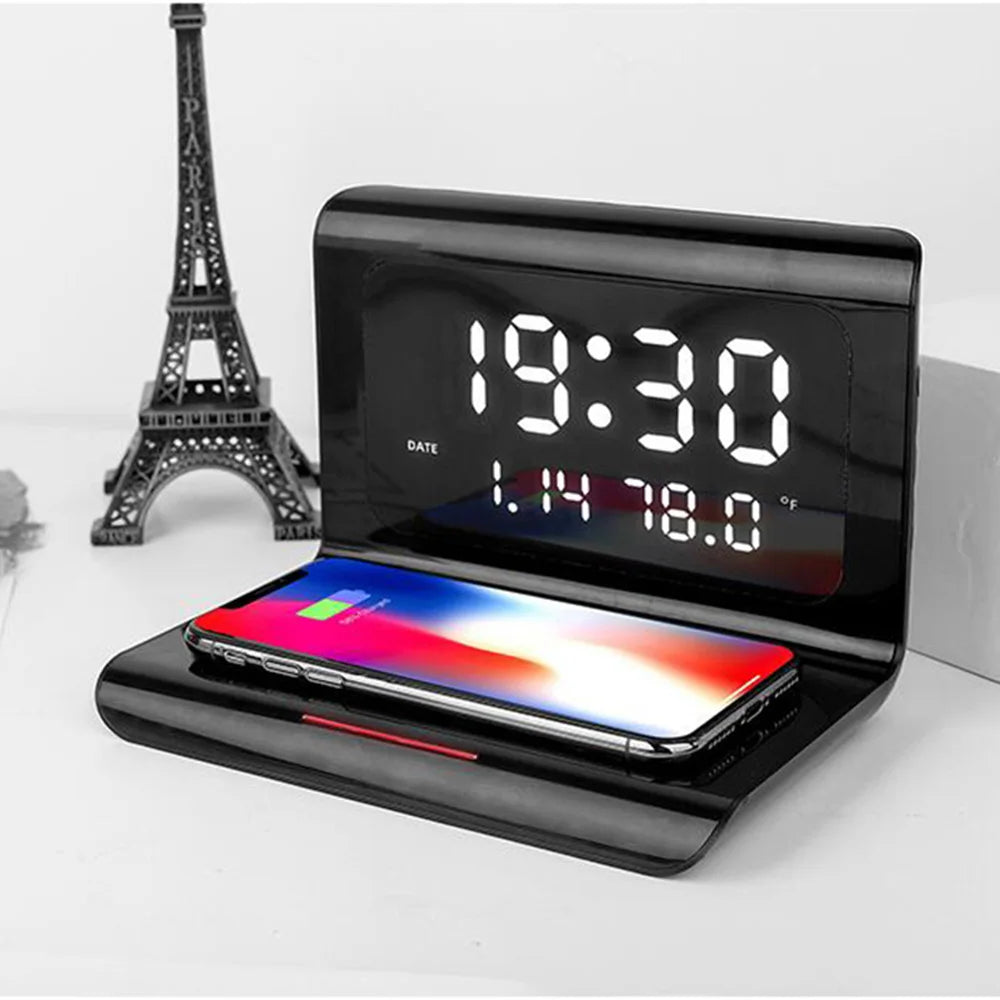 Cargador inalámbrico reloj despertador