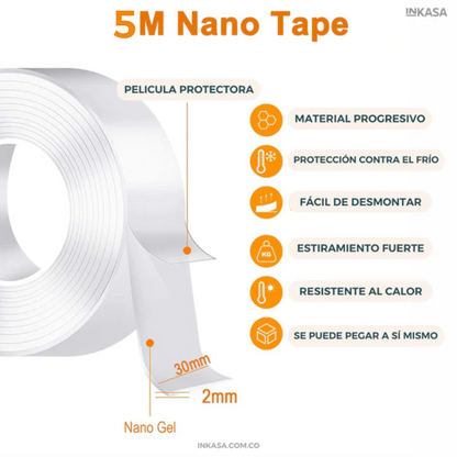 Cinta doble faz Nano Gel 5 metros (2 x 1)